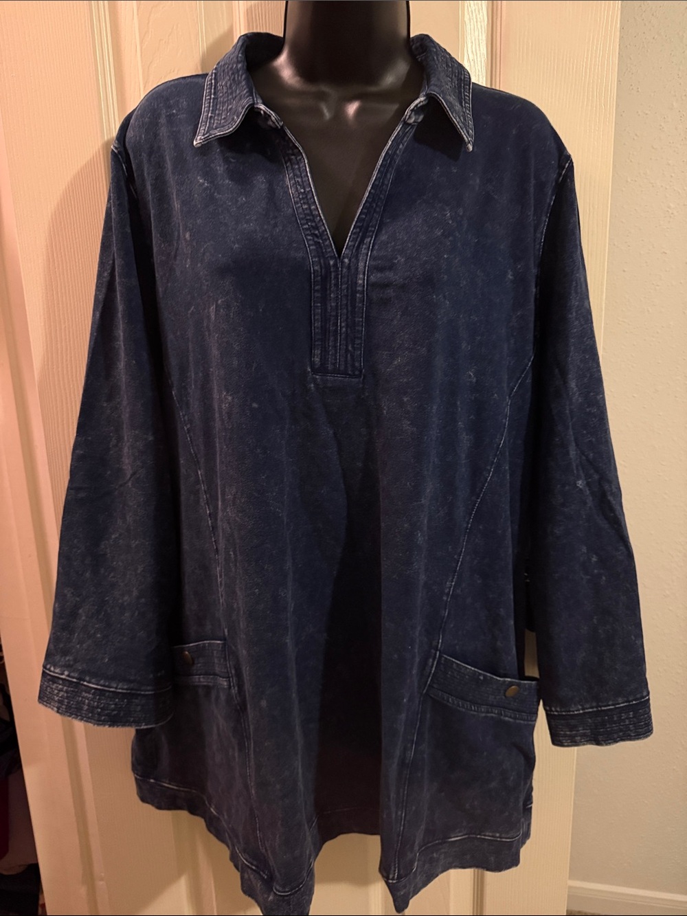 Soft Surroundings Indigo Blue Pullover Shirt—2X